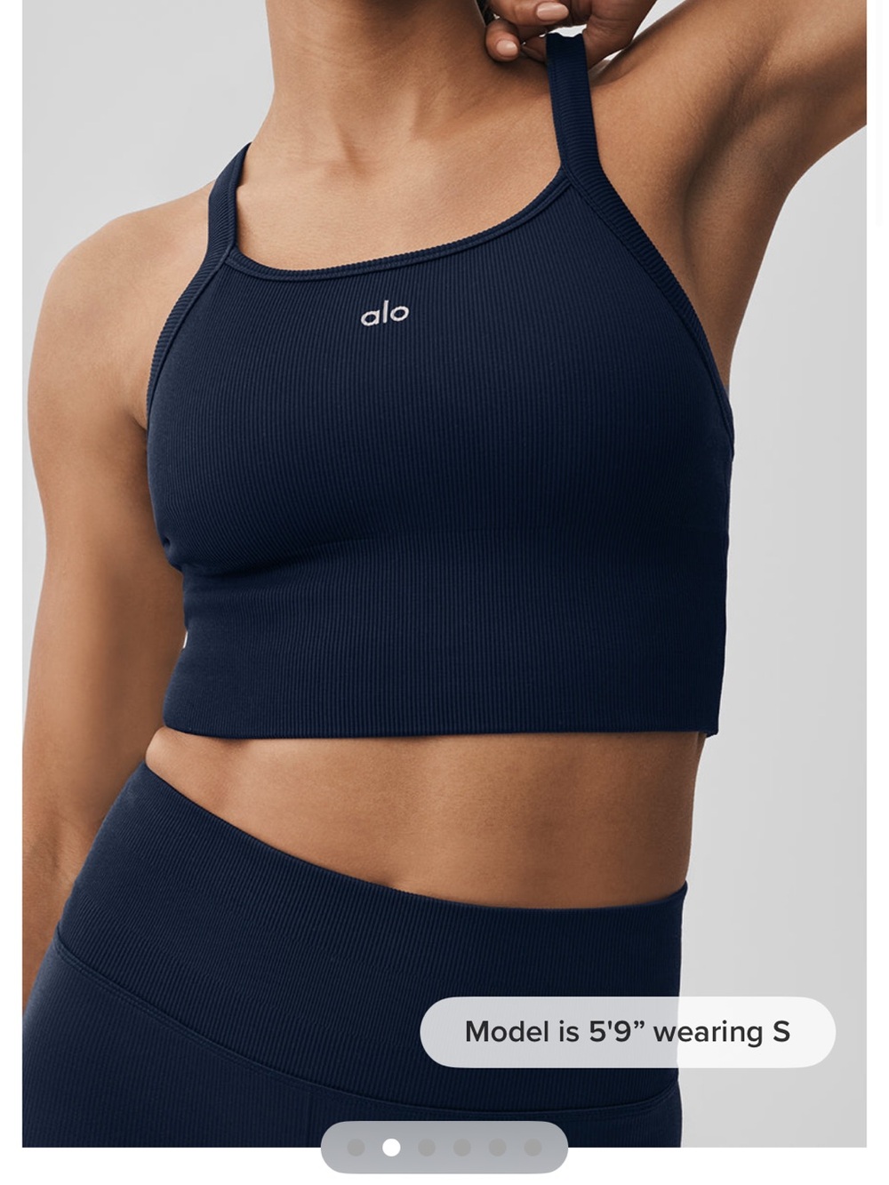 ALO Yoga Navy Ribbed Longline Sports Bra Tank